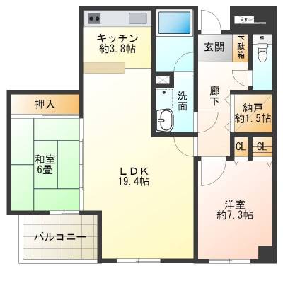 兵庫県西宮市 オーガスタコート夙川205の間取り図