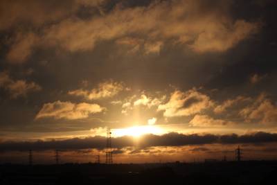 同じくベランダから夕日もきれいです