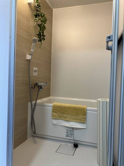 お風呂はアクセント仕様のコーディネート。疲れを癒します。