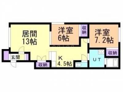北海道旭川市 リバーサイドⅠ201の間取り図