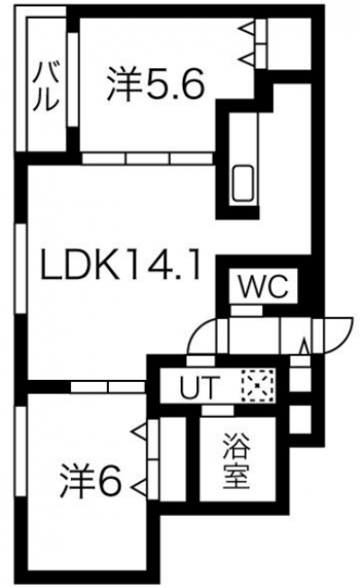 北海道札幌市豊平区 バーニーズ ヴィスタ301の間取り図