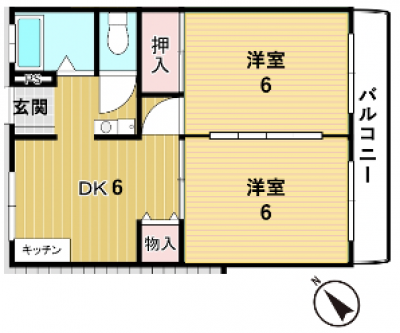茨城県常総市 サンビレッジⅠ202の間取り図
