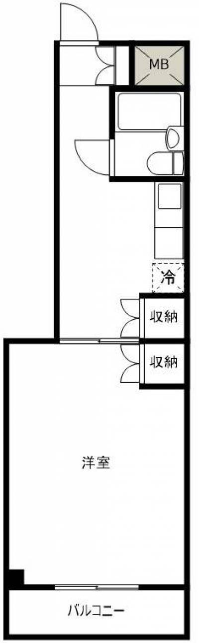 ゆったり1DK、35.2㎡の間取り