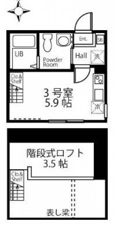 神奈川県横浜市神奈川区 ロフト付き　イルマーレ三ツ沢103の間取り図