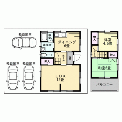 埼玉県入間郡毛呂山町 毛呂山町毛呂本郷戸建賃貸の間取り図
