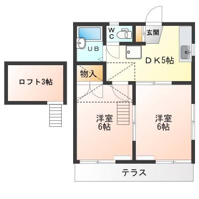ベランダ表示部分がテラスになります。
