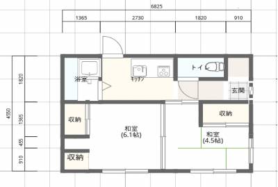 間取りは２Kです。バストイレ別です。