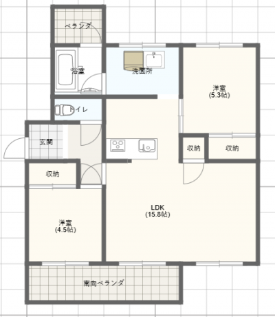 兵庫県宝塚市 東仁川団地303の間取り図