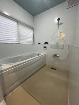 清潔感有る浴室、新品のシングル混合栓、嬉しい節水ヘッド