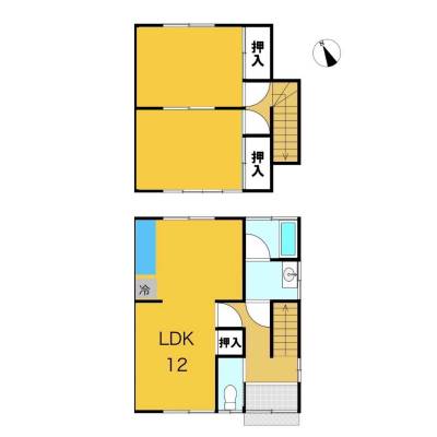 静岡県富士宮市 富士宮市　富士山が見える２LDKメゾネット住宅富士山が見える２LDKメゾネット住宅の間取り図