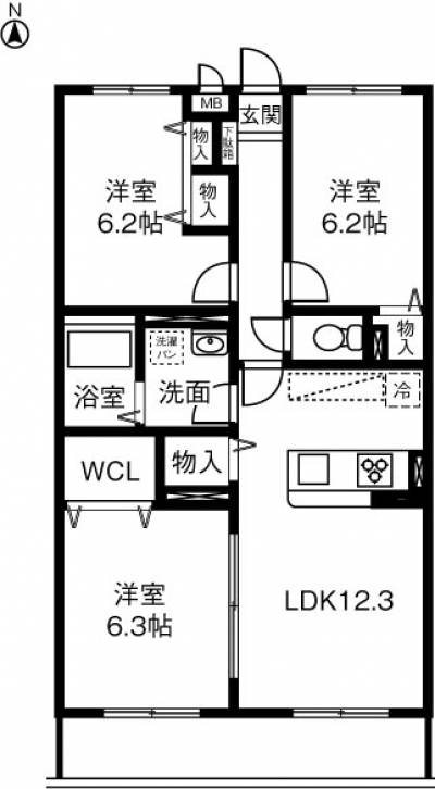 愛知県半田市 プライベート・フォレスト104号室の間取り図