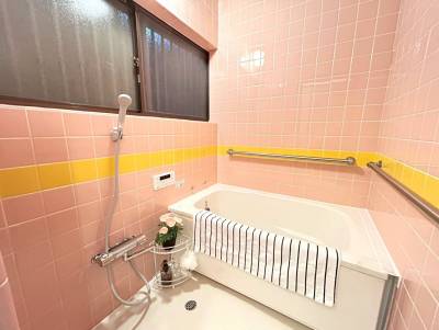 新品の浴槽や混合シャワー水栓。自動お湯張り、追い炊き機能。