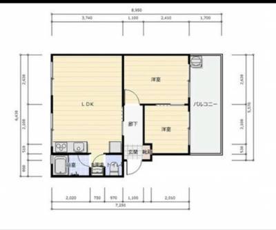 愛知県一宮市 木曽川コーポラス402の間取り図