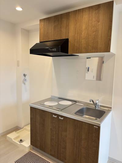 高グレードなシステムキッチン♪洗面用の鏡を設置してます♪