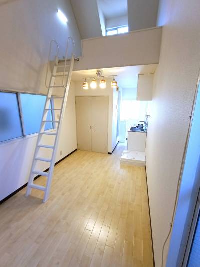 居室は天井がとても高く、面積以上の広さを感じます