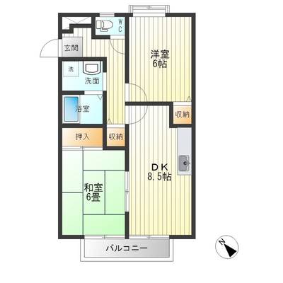 千葉県東金市 タウンコート田間ＣＤＥＦ棟Ｆ103号室の間取り図