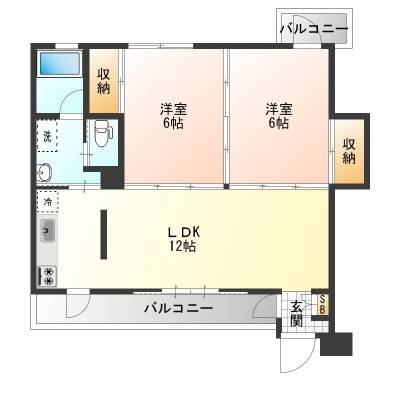 ♬広々２ＬＤＫ♬スライド扉の開閉で１ＬＤＫへ変更できます！