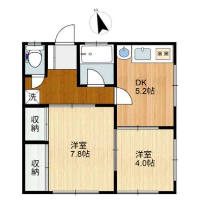 合計３部屋の広々とした２DK