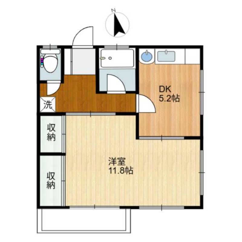 洋室１１．８帖の超広々１DK。