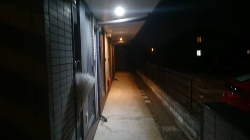 夜も明るい共用部です。