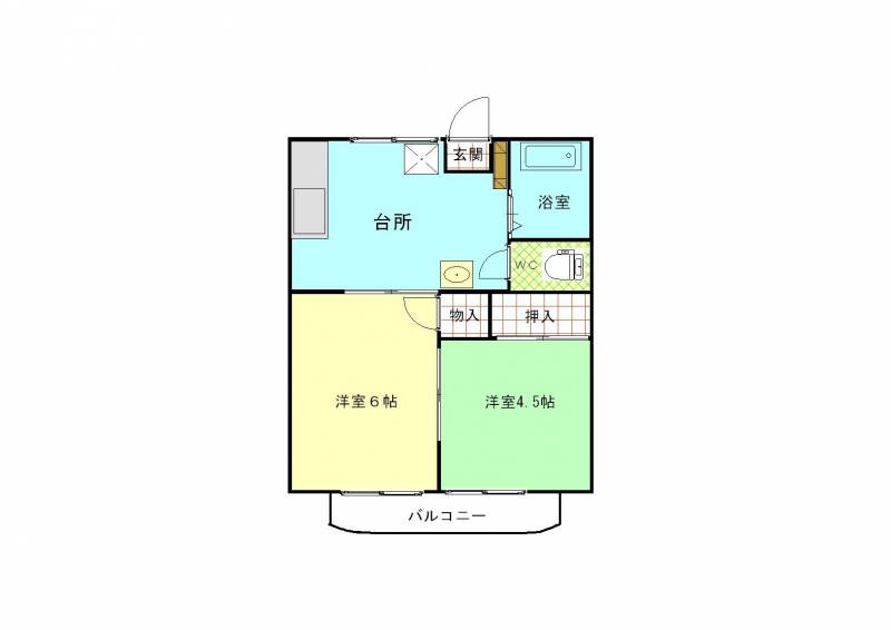 2階角部屋！フローリングに改修！使いやすい間取り！