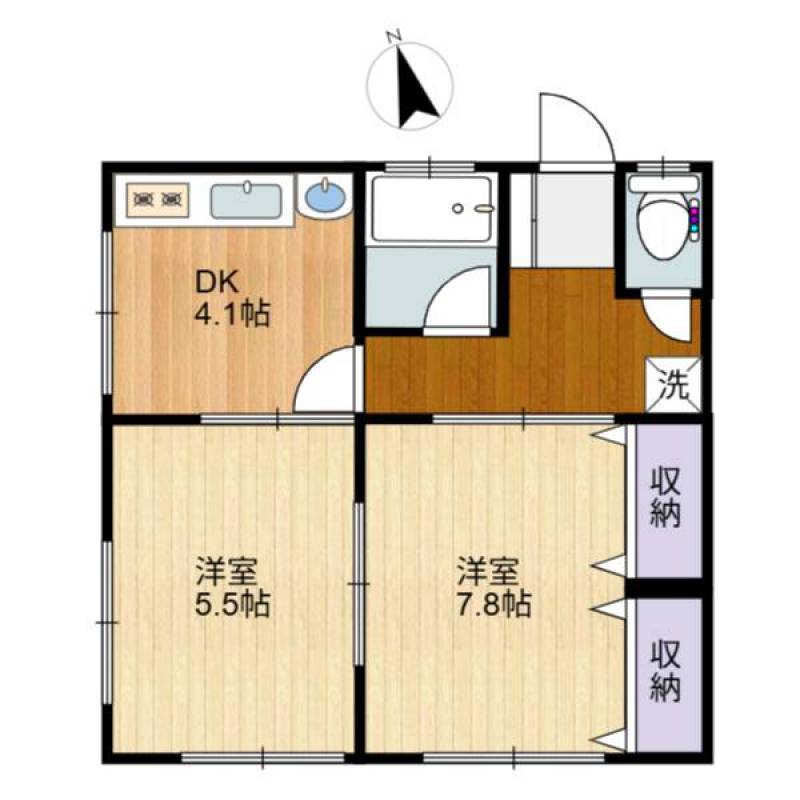 合計３部屋の広々とした２DK