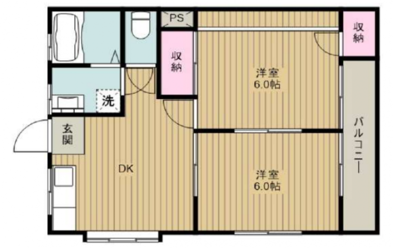 使い勝手の良い２DK♪　空間を広々と使えます！