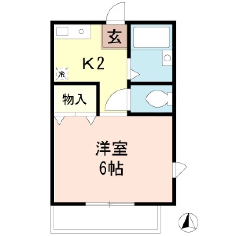 横に長い６畳の角部屋（南東）！