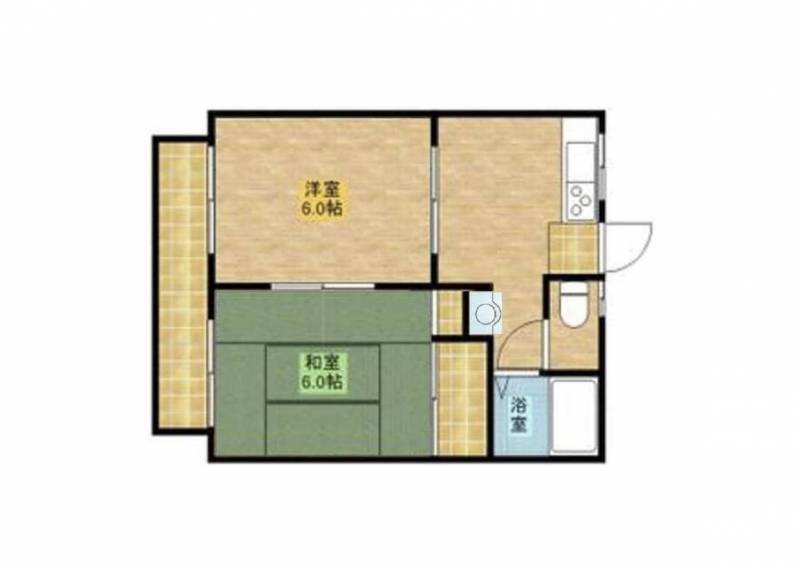 ひとり暮らし、２人入居も可能な2DKの間取り！