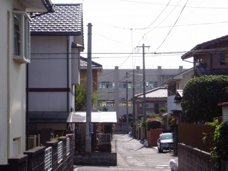 マンションから見えている帯山小学校
