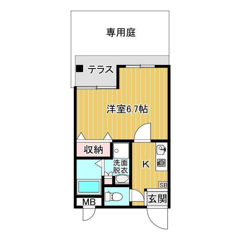 ３階のためテラスはベランダで専用庭なし
