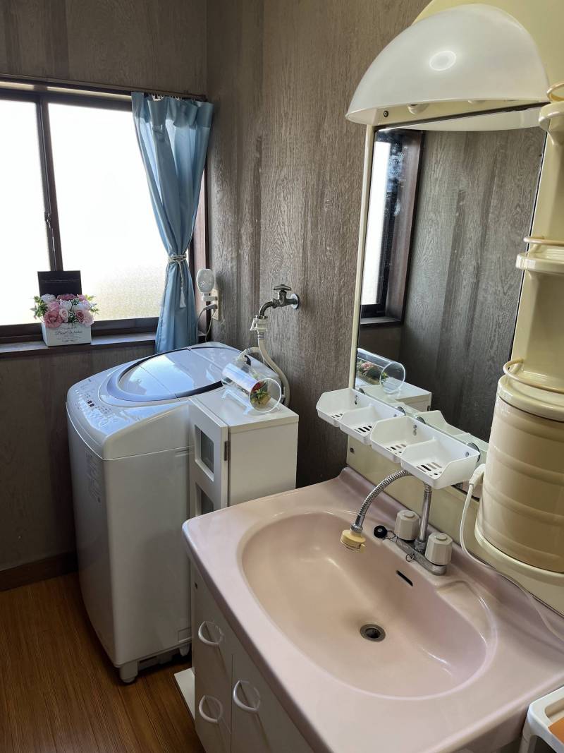 洗面台と乾燥機付き洗濯機