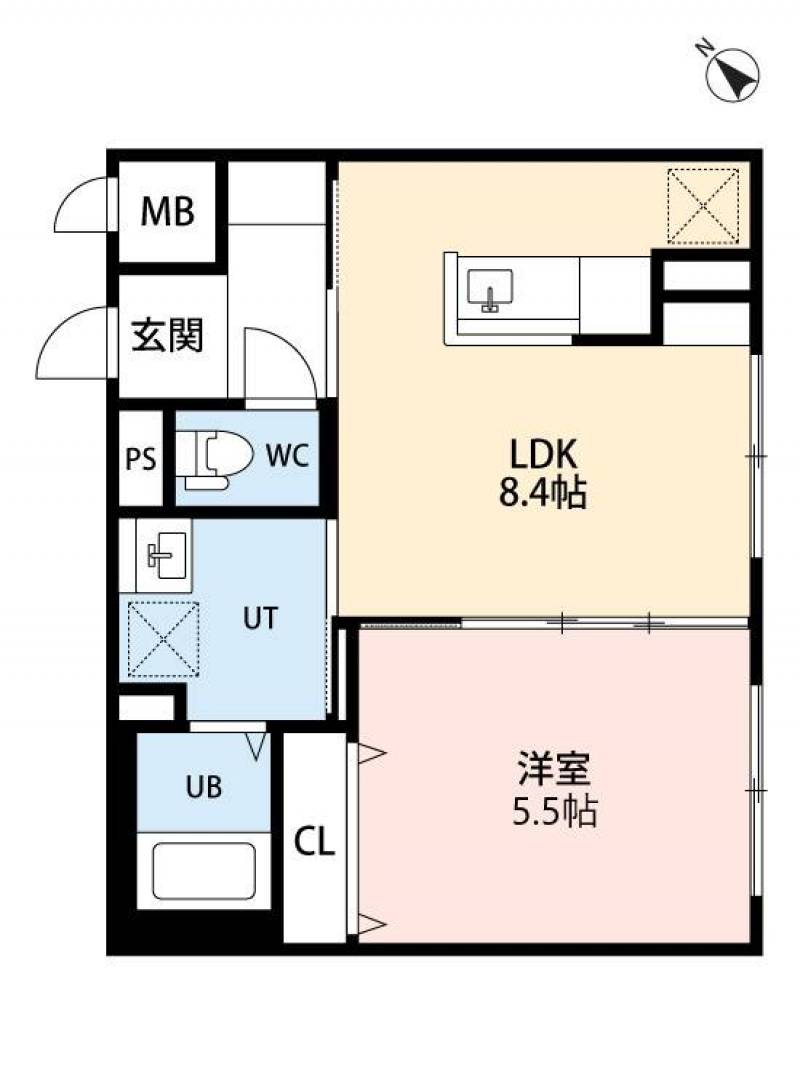リビング9.4帖、洋室6.7帖の広めのお部屋です。