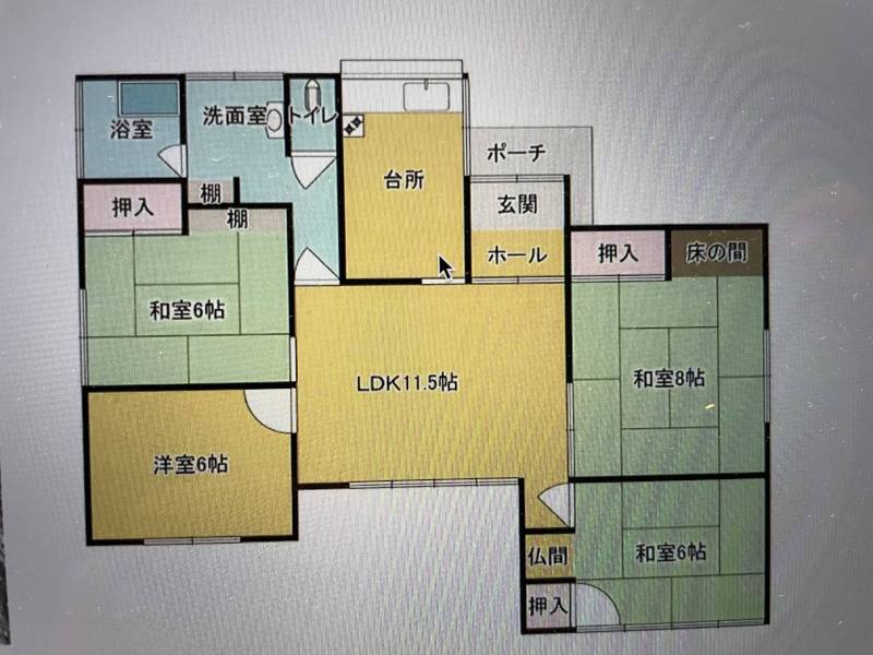 左側の和室の床はフローリングに変更