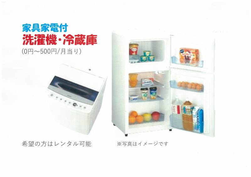 ワードローブの他冷蔵庫・洗濯機の家具家電付が可能