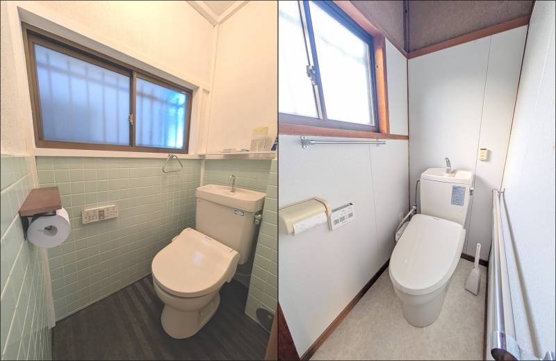 トイレは2ヶ所とも自動開閉温水便座付き♪