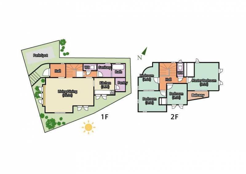 【４LDK１０５㎡の広さと全館空調システム】