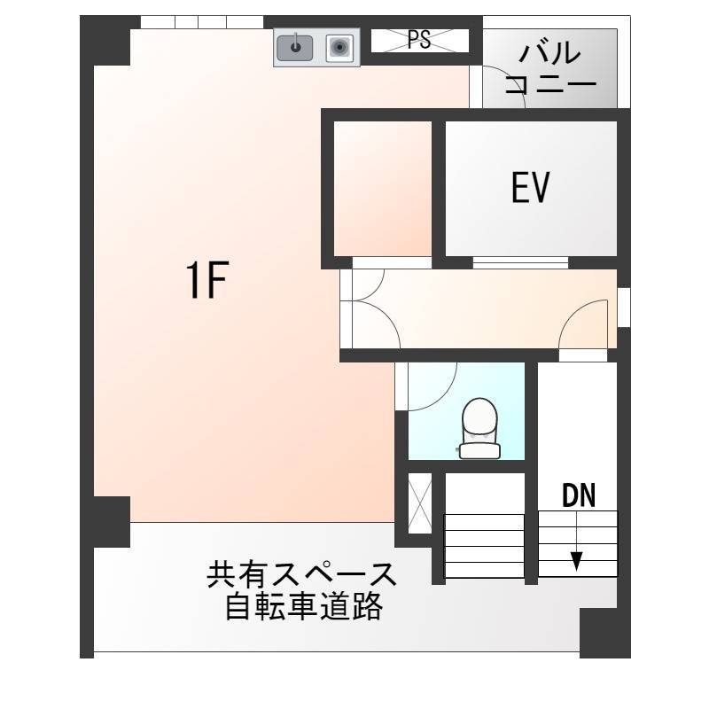 部屋の奥にはあまり雨のかからないベランダがあります