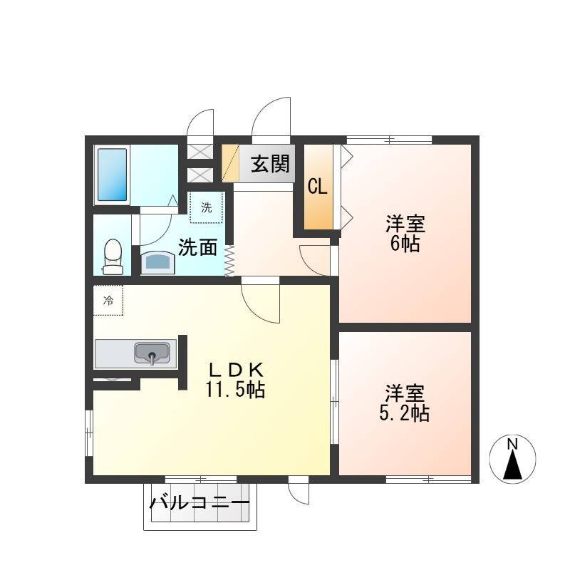 2LDKの広くて使いやすい間取りです