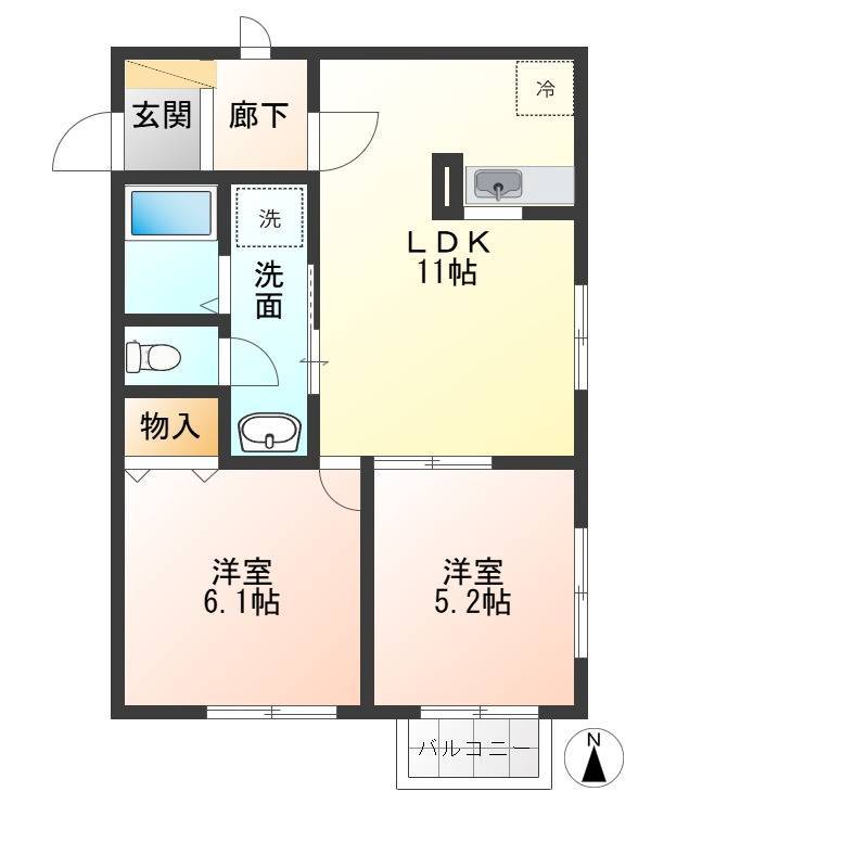間取り図
2LDKで広々綺麗
