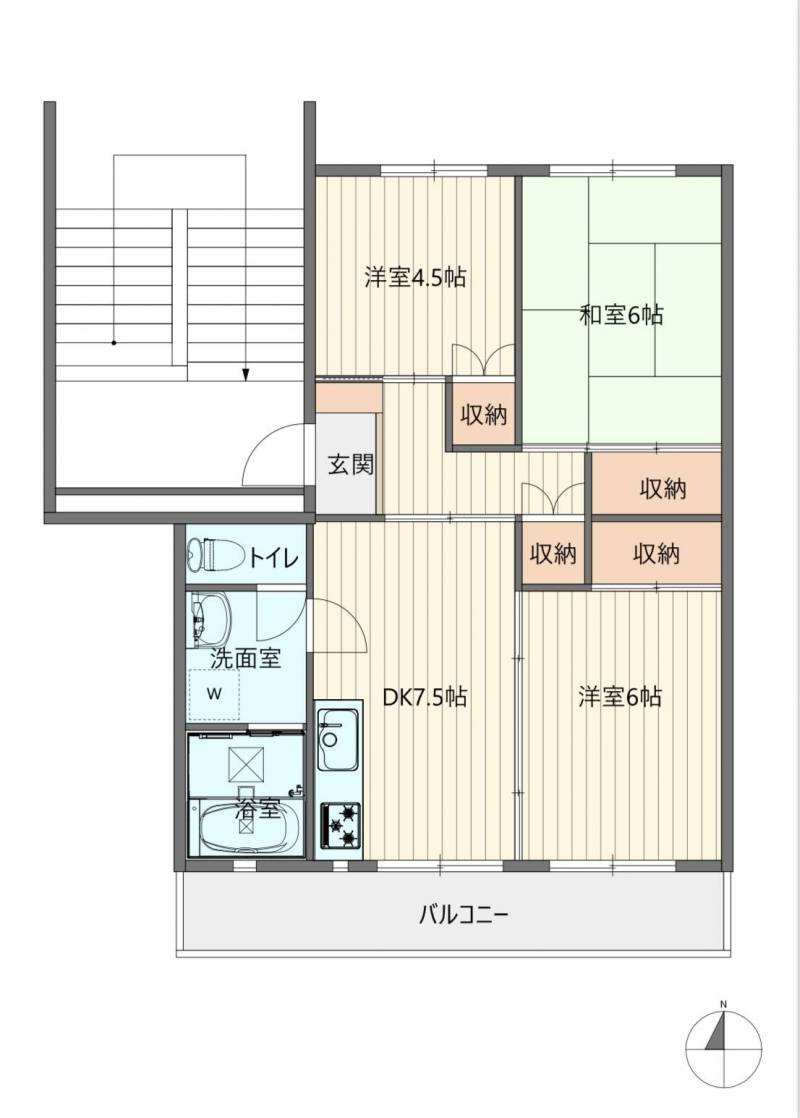 分譲タイプの3DK。リビングはフロアタイルにリフォーム予定