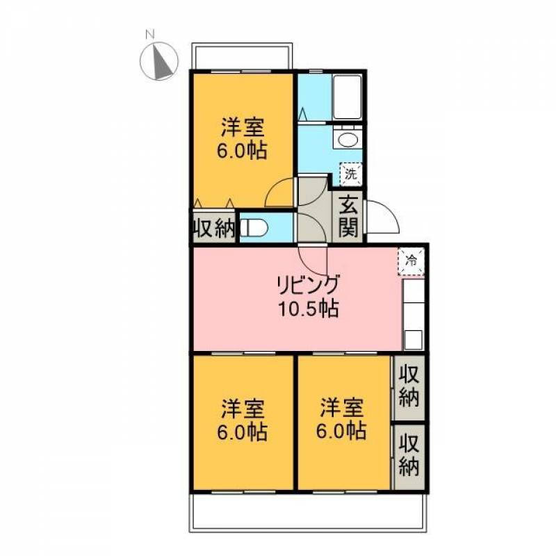 61㎡の広々3LDK、全部屋洋室♪リノベ済み