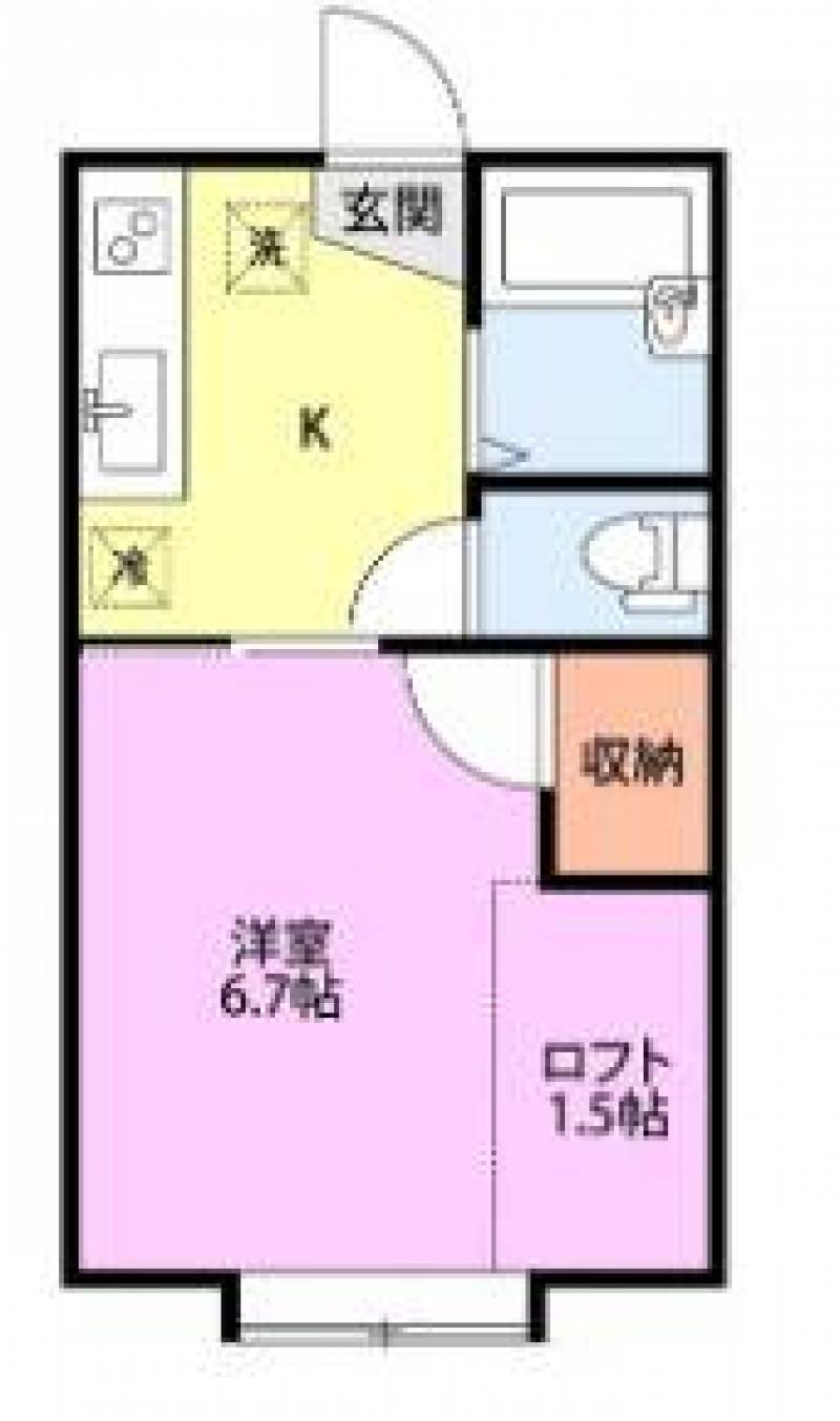 １Kロフト付きです。1階でも高さがあるため見晴らし抜群です。