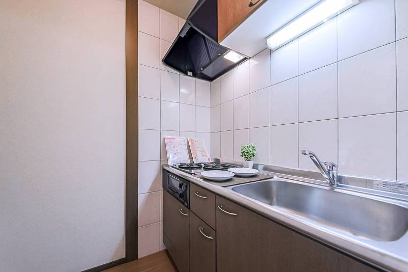 システムキッチン 広いシンクにビルトインの2口ガスコンロ♪