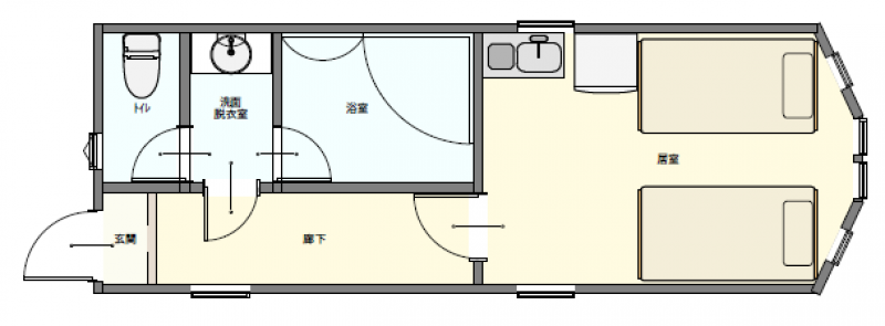 間取り図（ベッド２台は撤去済）