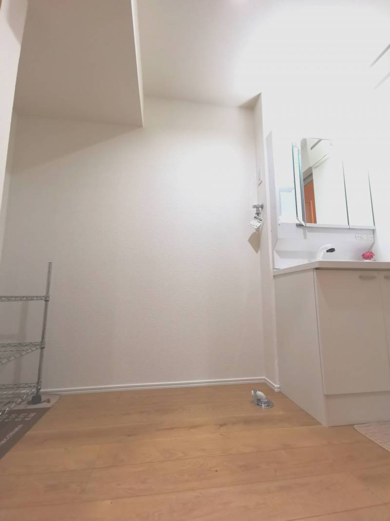 階段下の収納スペース（１階のみ）および洗濯機置場＆洗面台