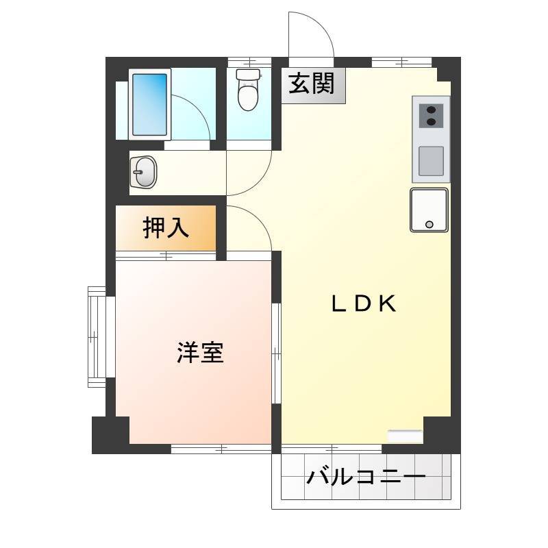全室洋室１LDK、追炊き給湯、エアコン