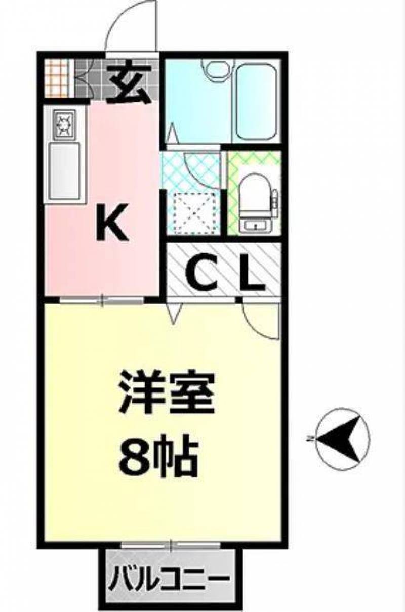 1K8畳のゆったり間取り