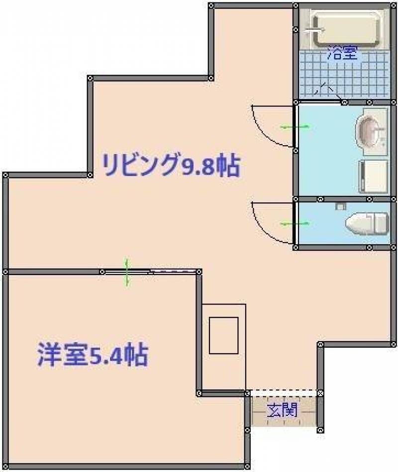 広々リビング+寝室、生活とプライベートを分けられる間取りに