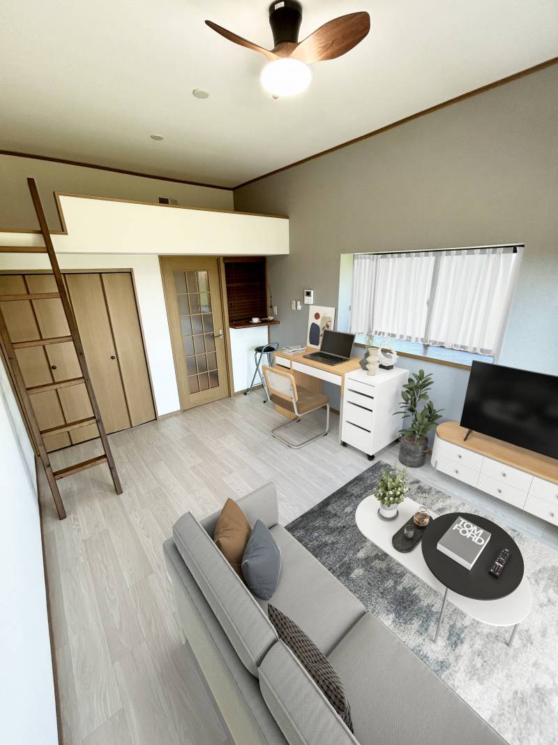 8帖居室、天井が高く開放感抜群！天井照明付き♪ロフトも便利♪